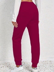 Sports Pants Women's Plus Solid Elastic Drawstring High Stretch Jogger
