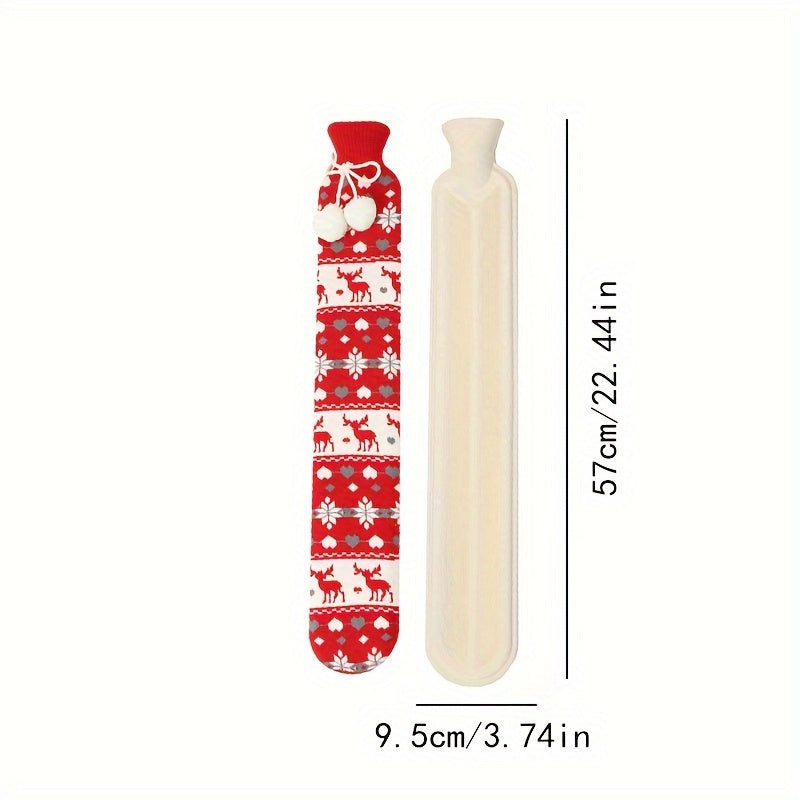 Long Rubber Hot Water Bottle 33.81oz with Lid - Winter Neck Warmer & Hand Warmer