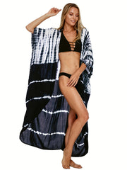 Tie Dye Plus Size Boho Cover Up Dress with Belt
