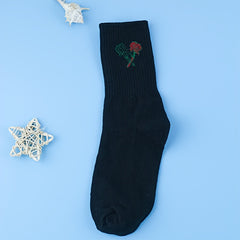 3 Pairs Floral Print Socks Women's Mid Tube Stockings