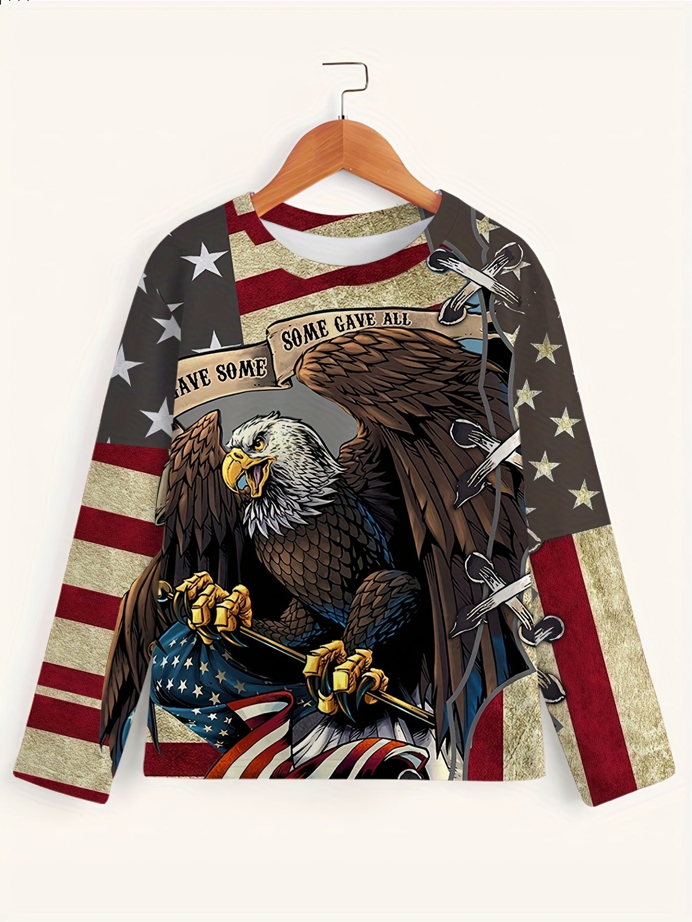 Eagle Print Men's Long Sleeve T-shirt for Autumn