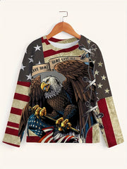 Eagle Print Men's Long Sleeve T-shirt for Autumn