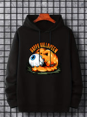 Men's Eyeball & Pumpkin Graphic Hoodie Halloween Style