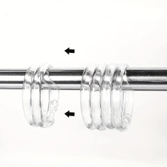 12pcs Transparent Plastic Shower Curtain Hooks O ring Bathroom Accessories