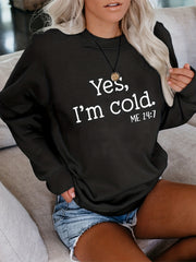 Cold Letter Print Pullover Sweatshirt for Women