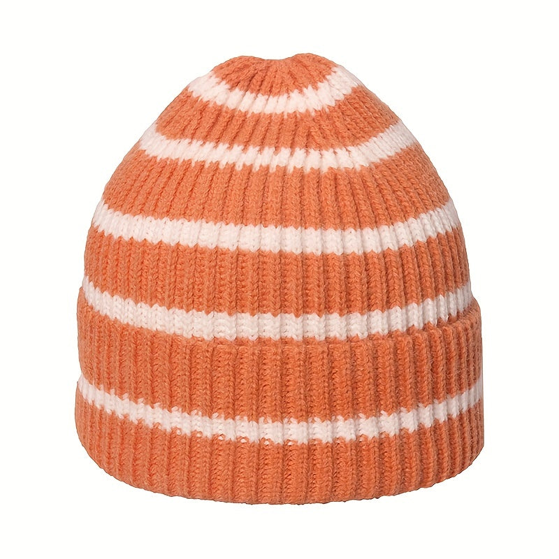 Kids' Striped Woolen Windproof Beanie Hat