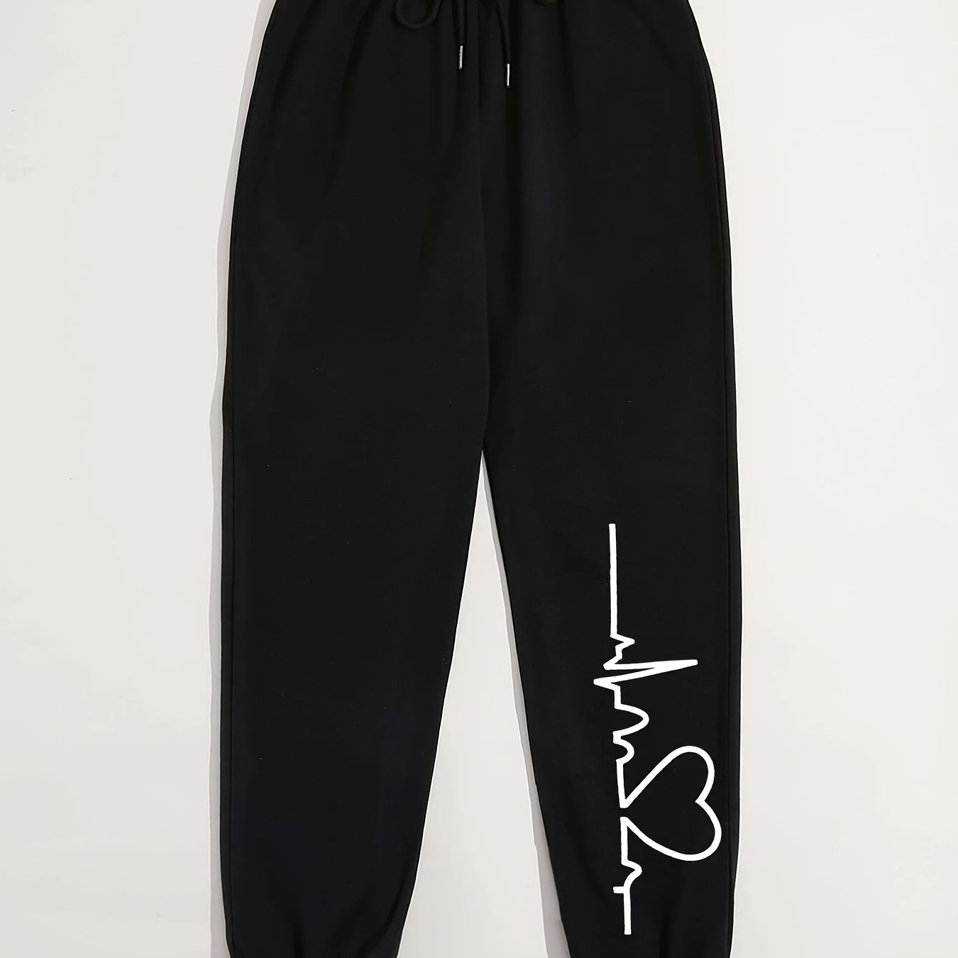 Heart Print High Waist Sweatpants Women's Casual Pants