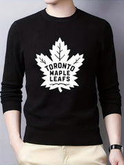 Toronto Maple Leaf Pattern Knitted Sweater Men's Crew Neck Pullover