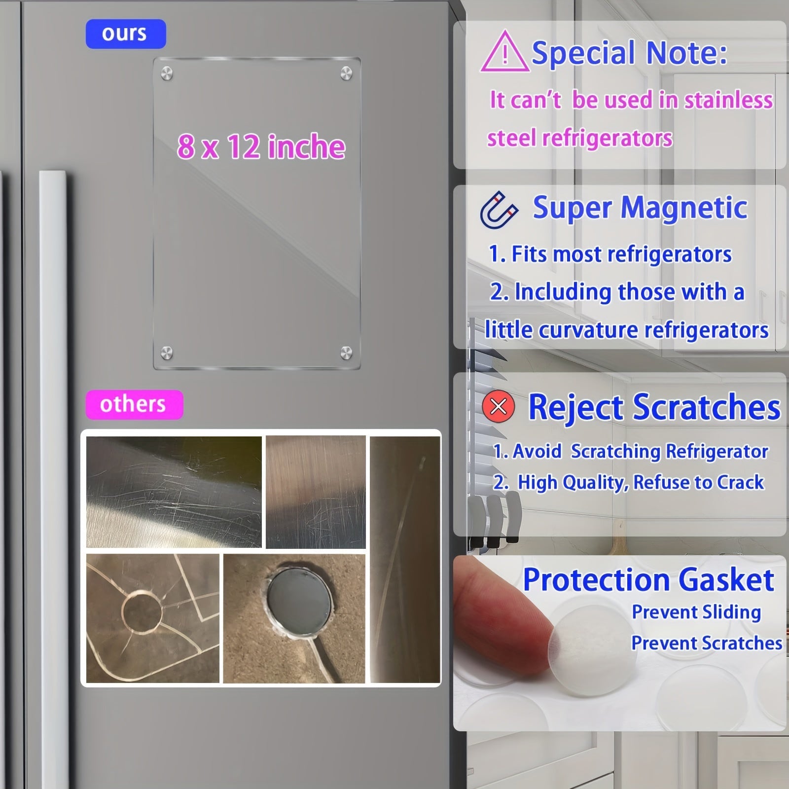 20x30 Acrylic Magnet Dry Erase Board Fridge Calendar with 4 Markers