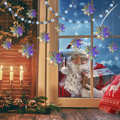 6pcs Christmas Hanging Snowflake Decorations - 3D Holographic Snowflake Decor
