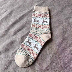 5 Pairs Christmas Elk Print Socks Women's Stockings & Hosiery