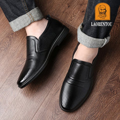 LAORENTOU Men's Leather Hollow Out Oxford Shoes Dress Shoes
