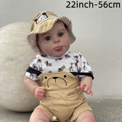 22" Reborn Baby Doll Soft Body Open Eyes Animal Print Outfit Shower Safe