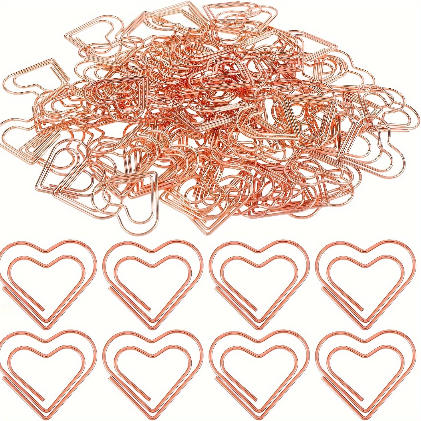 30pcs Rose Golden Heart Paper Clips Small Paper Clips For Office Supplies