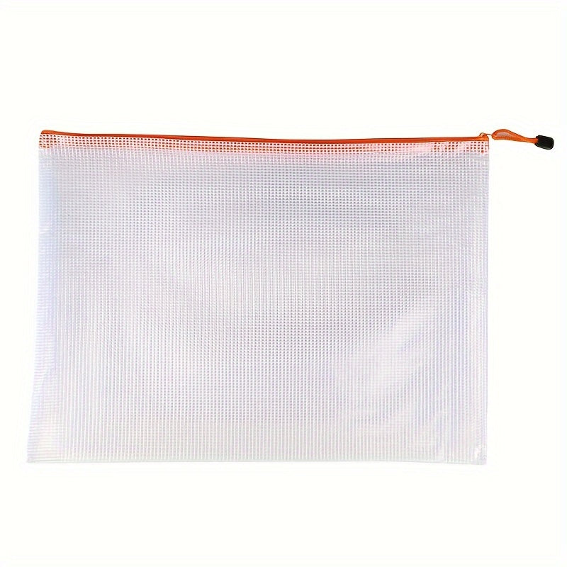 Grid Zipper File Bag Thickened PVC Waterproof Large Storage Bag