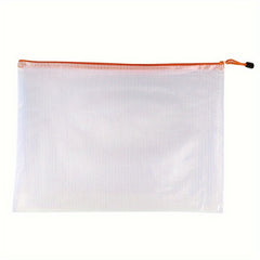 Grid Zipper File Bag Thickened PVC Waterproof Large Storage Bag