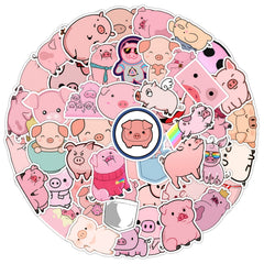 50 Cute Pig Stickers for DIY, Water Bottles, Laptops