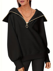 Casual Quarter Zip Pullover Sweatshirt for Women