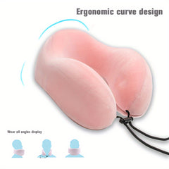 U-Shaped Travel Pillow with Storage Bag, Eye Mask, Earplugs
