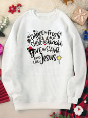 Christmas Lounge Top Women's Plus Snowflake & Letter Print