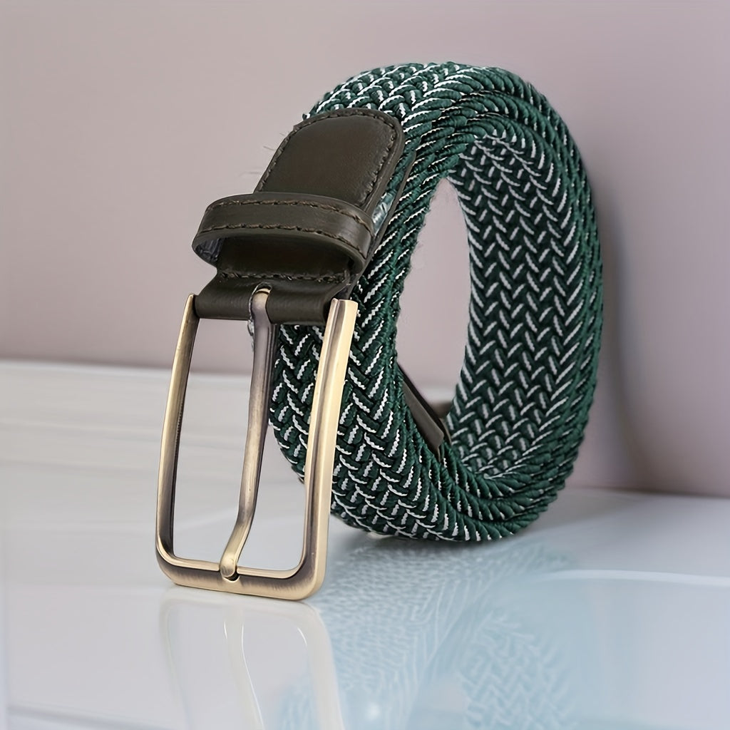 Men's Woven Perforated Buckle Belt for Casual Dating Wear