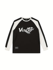 Block Pattern Print Men's Long Sleeve Active T-shirt for Spring Summer Autumn