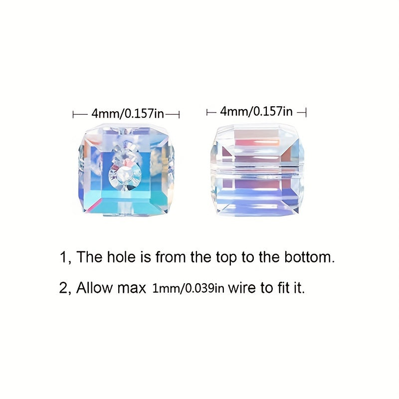 4mm Cube Square Czech Crystal Glass Loose Beads Lot for Jewelry Making DIY