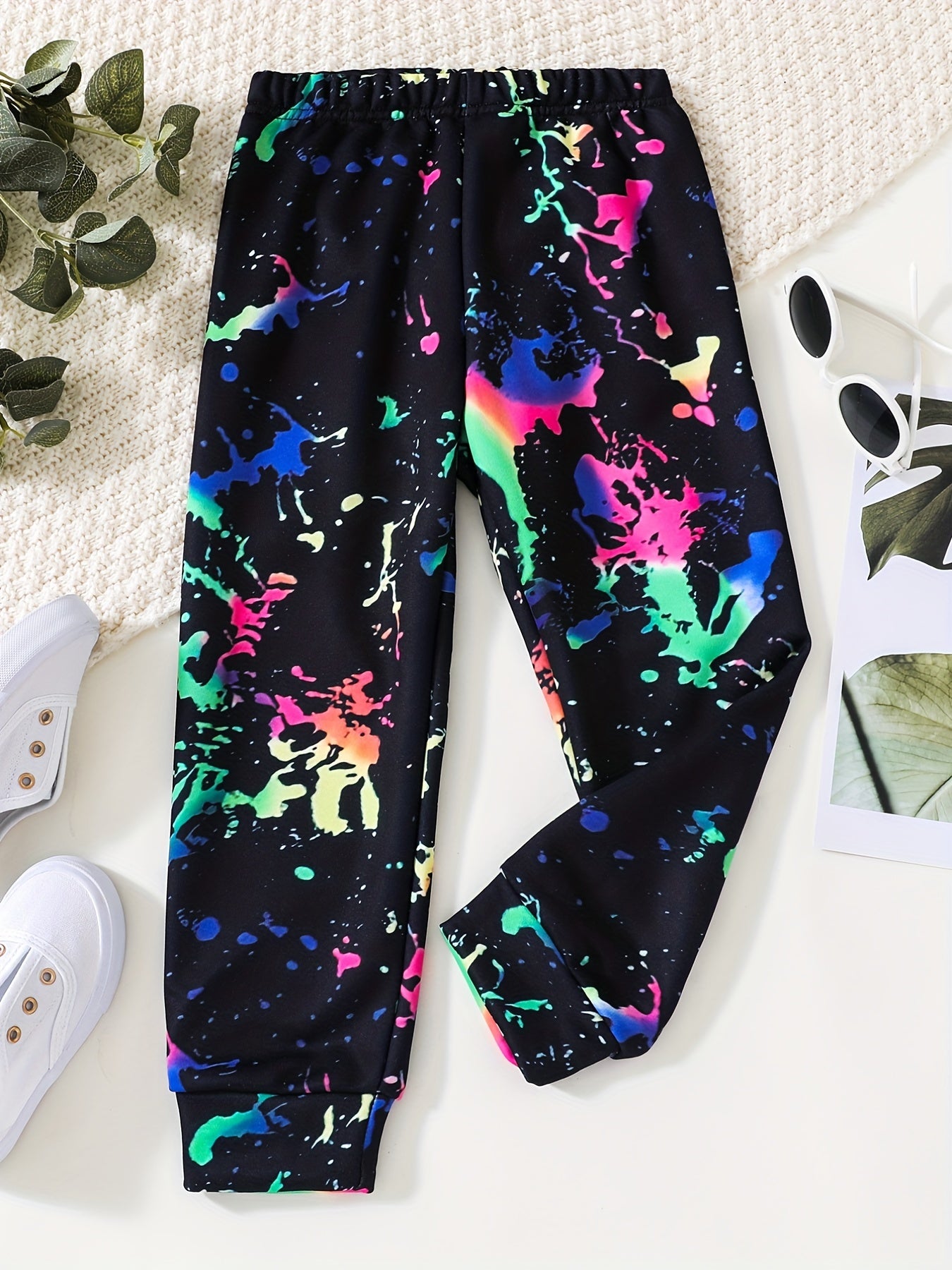 Colorful Ink Print Boys Casual Long Pants Spring Autumn Kids Clothing