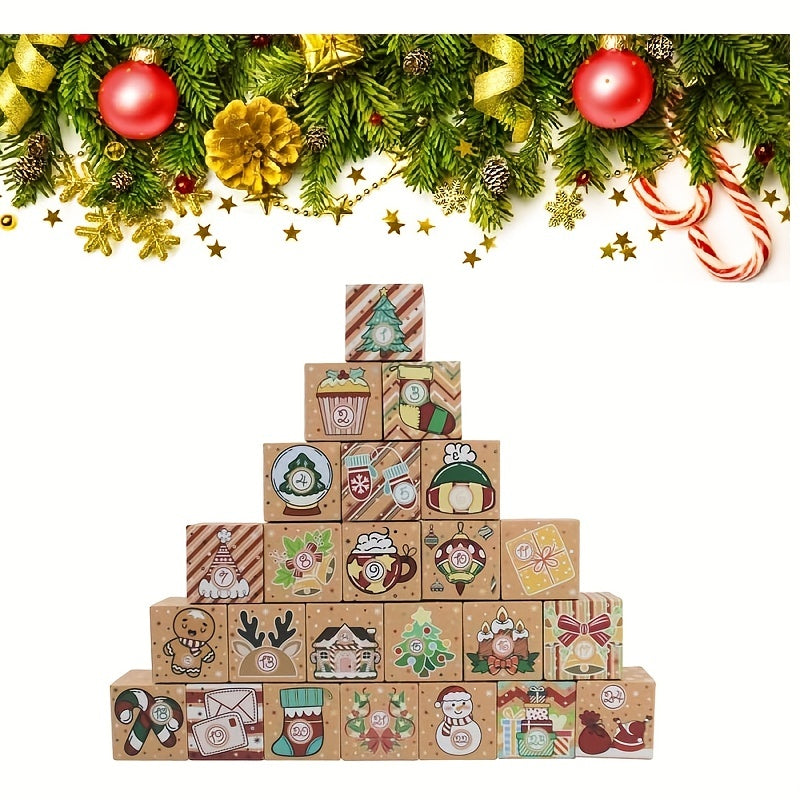 24pcs Christmas Advent Calendar Candy Box 24 Days Countdown
