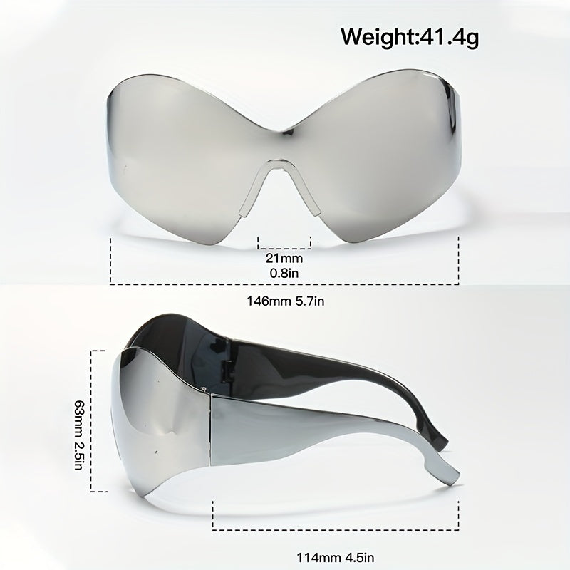 Y2K Future Style Sunglasses XL Frame Unisex Outdoor Eyewear