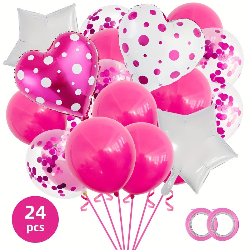 24pcs Heart Shaped Confetti Balloons for Weddings & Parties