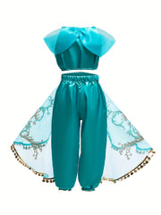 Toddler Girls Sequins Top & Mesh Pants Princess Costume