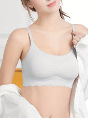 3pcs Wireless Push Up Bras Scallop Trim Intimates Lingerie