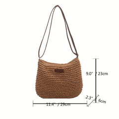 Casual Straw Crossbody Bag Braid Beach Bag