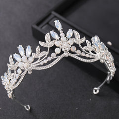 Pastel Night Sky Tiara Moonstone Rhinestones Clear & Milky Rhinestone Tiara