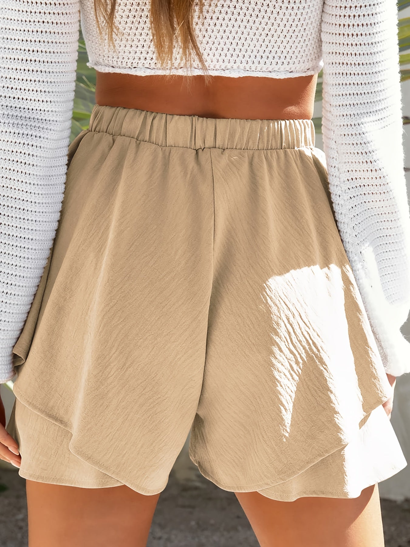 Ruffle Trim Layered High Waist Shorts Casual Summer Loose Sports Shorts