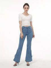 Lace Up Side Bell Bottom Jeans Women's Denim Jeans