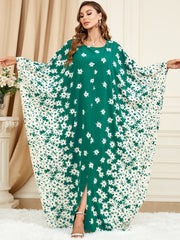 Abaya Dress Women's Plus Ditsy Floral Print Bat Sleeve
