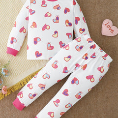 Girls Peach Heart Pajamas Set Baby Loungewear Set