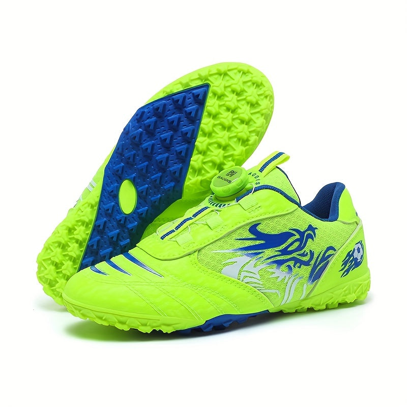 Boy's Solid Turf Football Boots with Rotating Buckle Outdoor Soccer Cleats