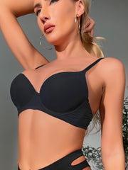 Solid T Shirt Bra Comfy & Breathable Push Up Bra Women's Lingerie