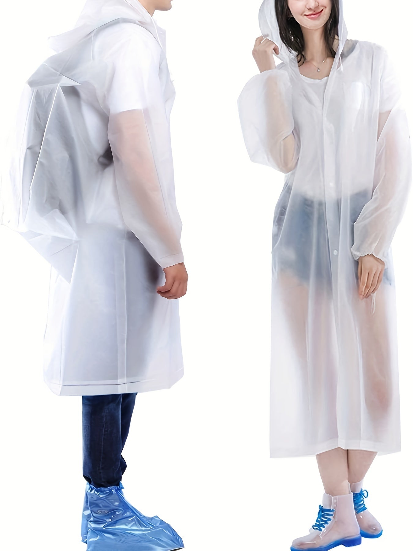 Reusable Portable Rain Poncho With Hood for Outdoor Activities
