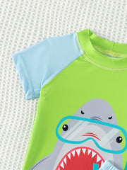 Kids Sunscreen Swimsuit Set Quick Drying Cartoon Graphic Swimwear