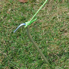 10pcs Aluminum Tent Pegs w/ 2m Rope, Storage Bag - Camp Garden Stake