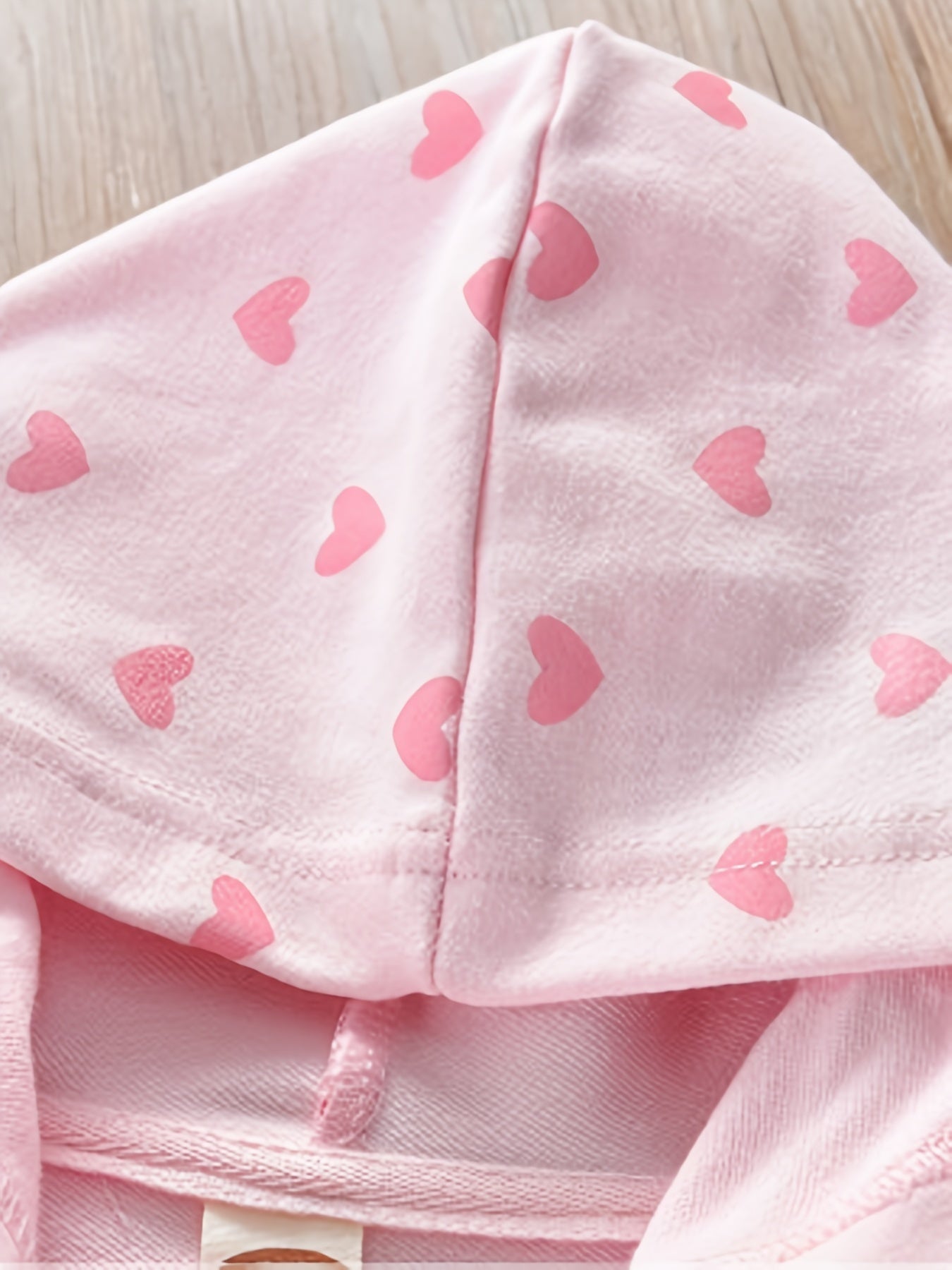Girls Heart Print Hooded Jacket Long Sleeve Cartoon Zip Up Outwear