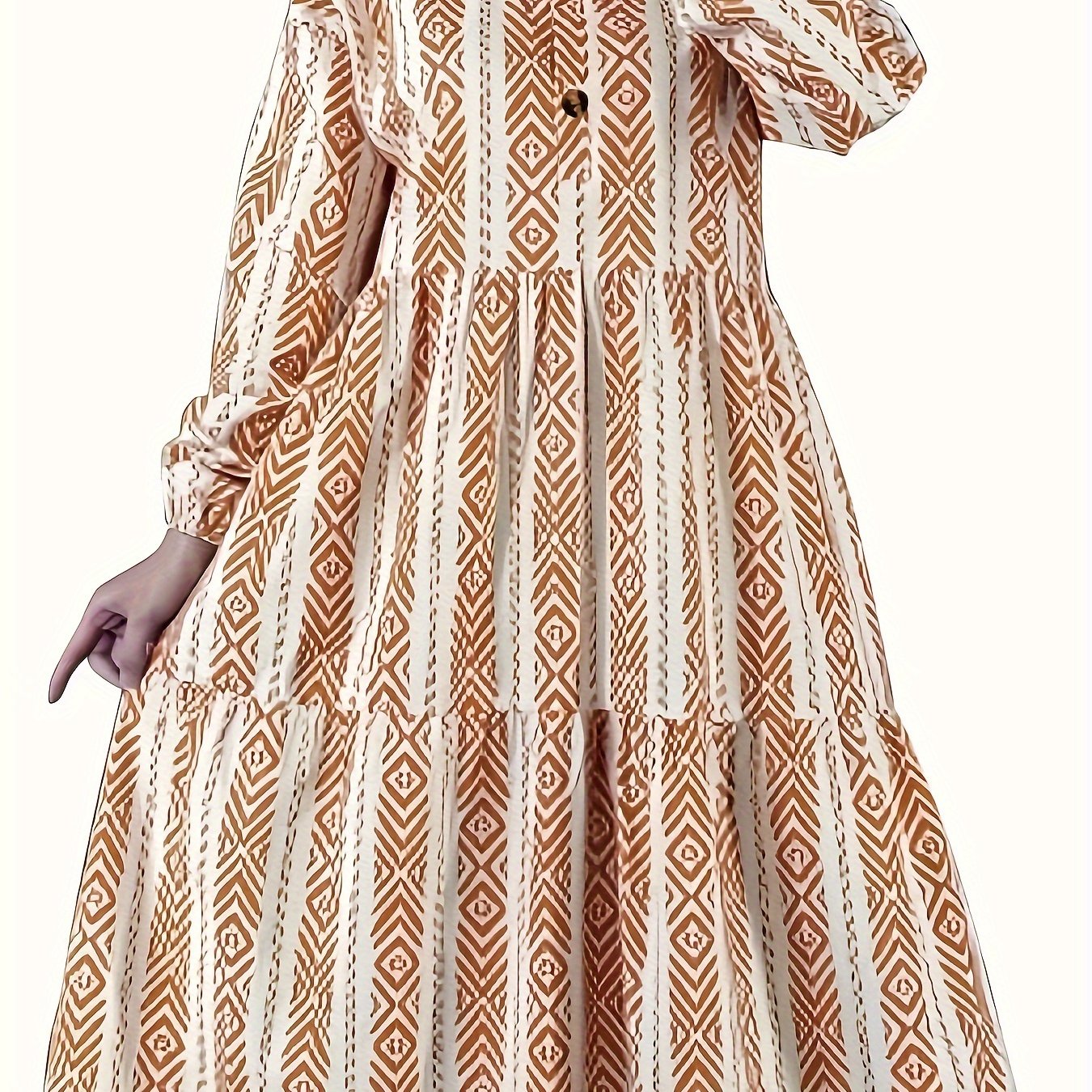 Geometric Print Smock Shirt Dress