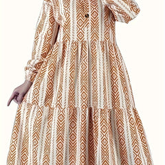 Geometric Print Smock Shirt Dress