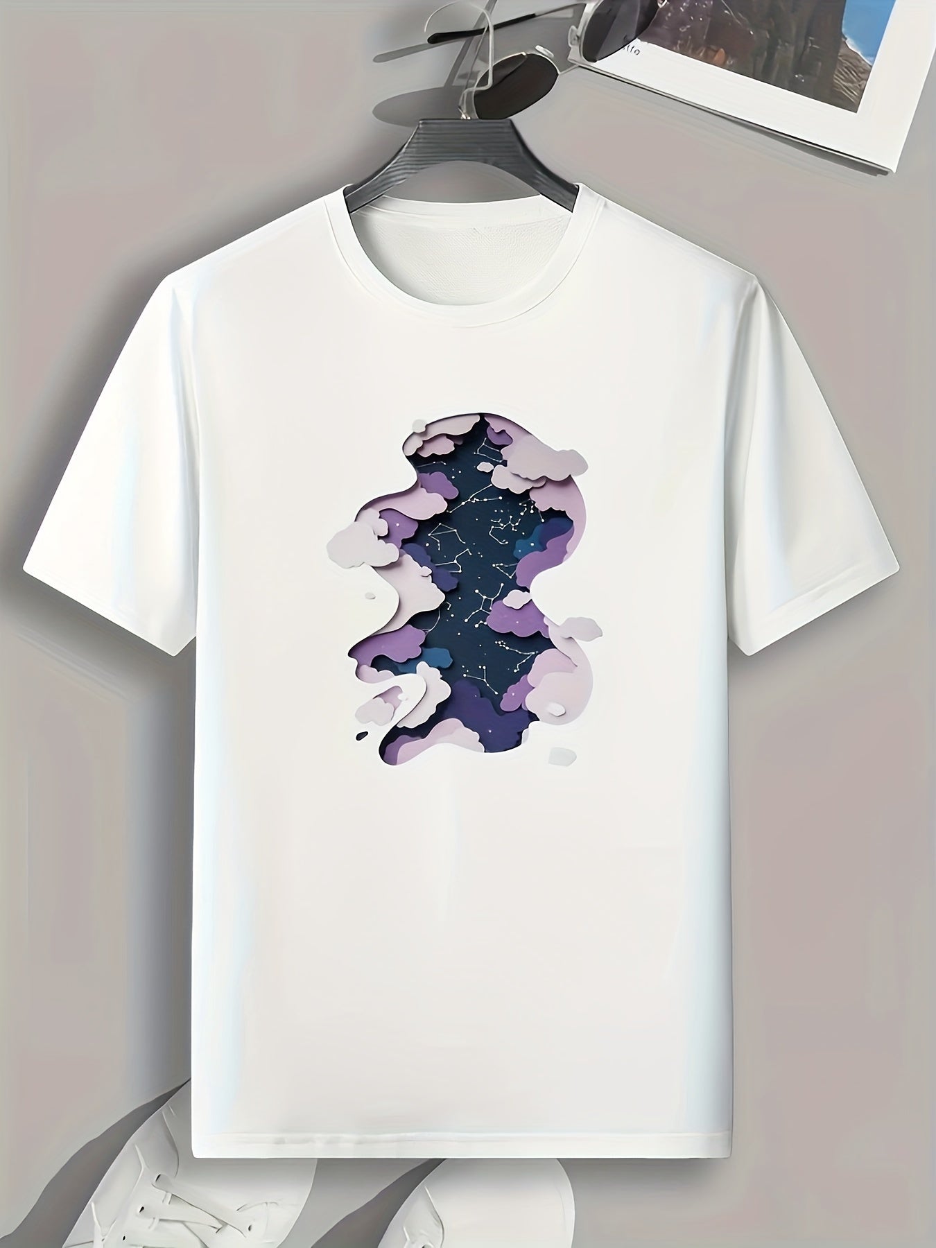 Starry Night Pattern Print Men's Sports T-shirt