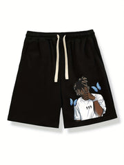Boy With Butterflies Shorts Men's Summer Casual Graphic Drawstring