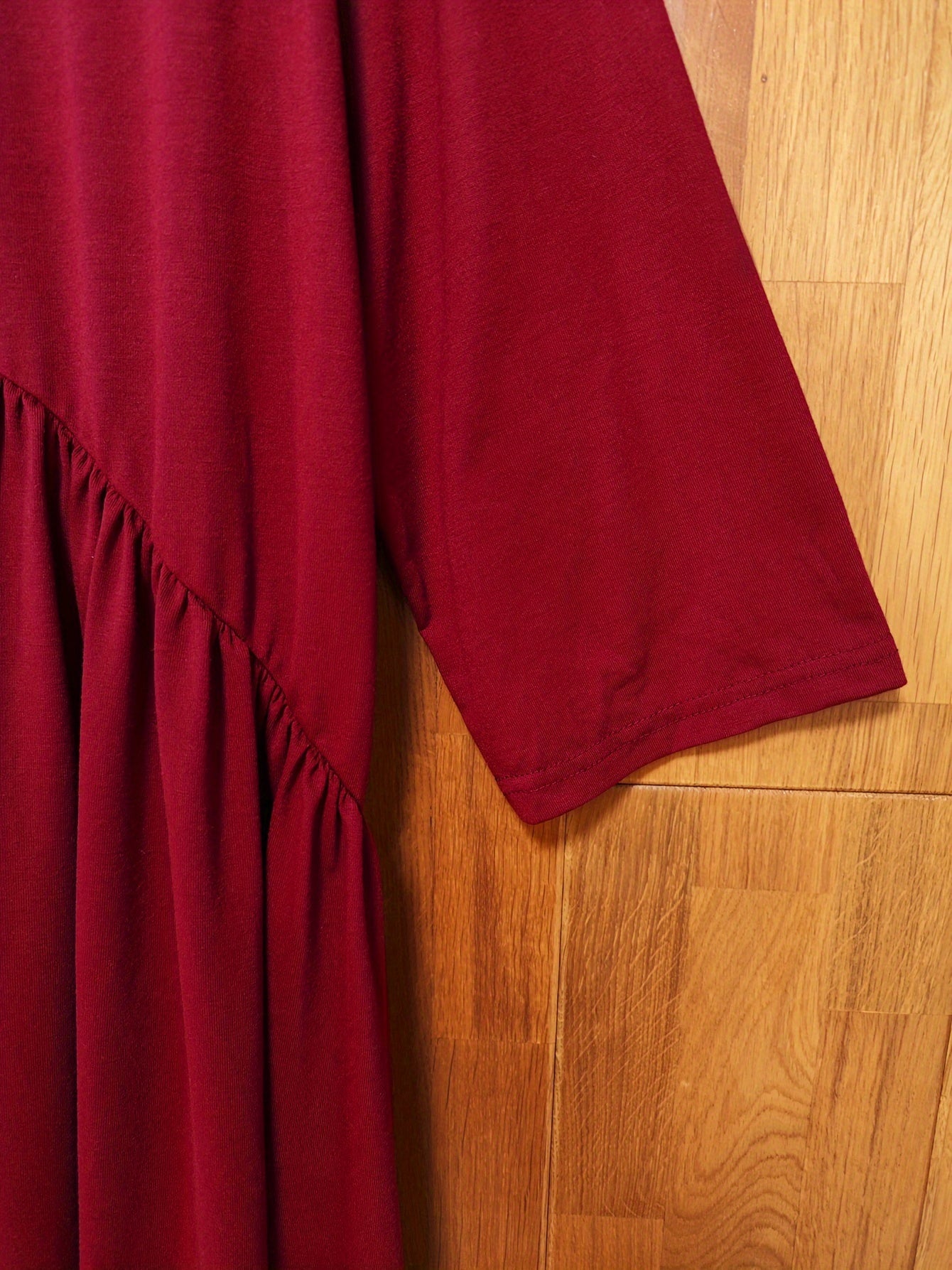 Solid Half Sleeve V Neck Ruched Dress